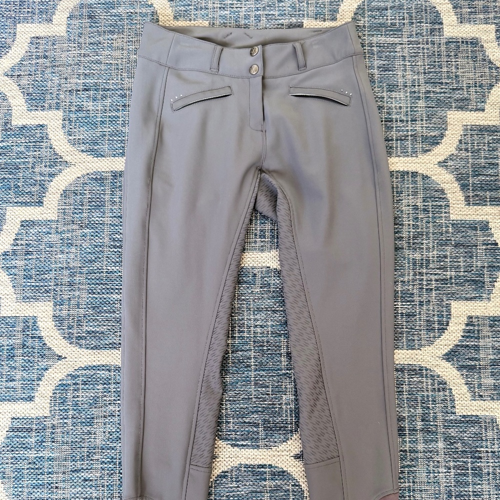 26 L Good Rider Grey "Miracle Breech" Full Seat Silicone Breeches
